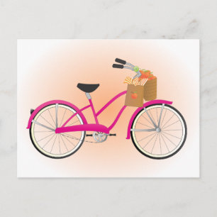 Hot-PInk-fiets met Sinaasappels Briefkaart