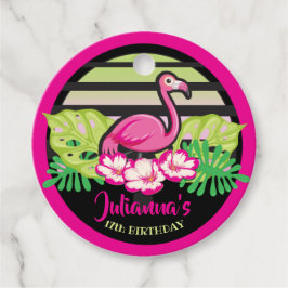 HOT PINK FLAMINGO Tropical Birthday Invitation Bedankjes Labels