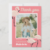 Hot Pink Flamingo Vrijgezellenfeest Bedankt kaart (Voorkant)