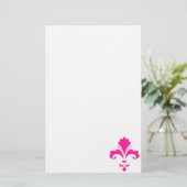 Hot Pink Fleur-de-lis Briefpapier (Staand voorkant)