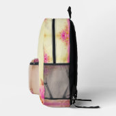 Hot Pink Floral Bedrukte Rugzak (Rechts)