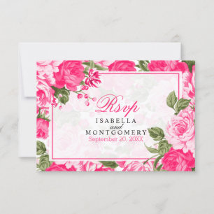 Hot Pink Floral Design - RSVP Kaartje