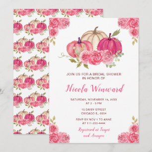 Hot Pink Floral Pumpkins Vrijgezellenfeest Kaart