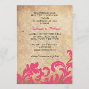 Hot Pink Floral Swirl Weddenschap Save The Date