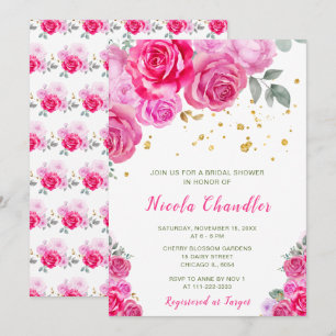 Hot Pink Floral Vrijgezellenfeest Kaart