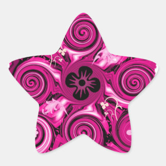 Hot Pink Floralia Star Ster Sticker