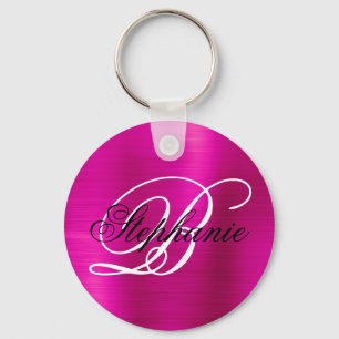 Hot Pink Folie Fancy monogram Sleutelhanger
