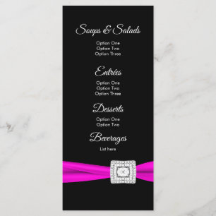 Hot Pink Fuchsia Black Diamond Menu Kaarten