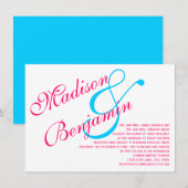 Hot Pink Fuchsia Blauwgroen Turquoise Wedding Kaart (Voorkant / Achterkant)