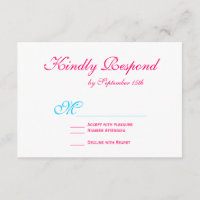 Hot Pink Fuchsia Blauwgroen Turquoise Wedding RSVP