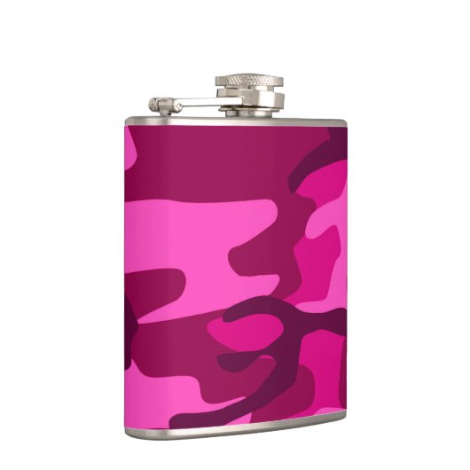 Hot Pink Fuchsia Camouflage Girly Patroon Heupfles (Rechts)