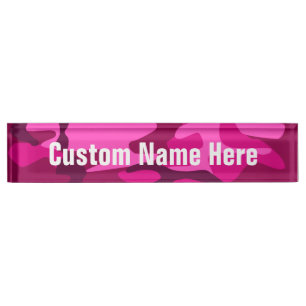 Hot Pink Fuchsia Camouflage Girly Patroon Naambordje