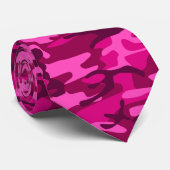 Hot Pink Fuchsia Camouflage Girly Patroon Stropdas (Opgerold)