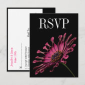 Hot Pink Fuchsia Daisy Wedding RSVP Briefkaart (Voorkant / Achterkant)