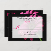 Hot Pink Fuchsia Gerber Daisy Flower Wedding RSVP (Voorkant / Achterkant)