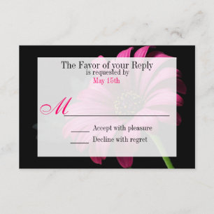 Hot Pink Fuchsia Gerber Daisy Flower Wedding RSVP Kaartje