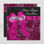 Hot Pink Fuchsia verjaardagsfeestje Kaart (Voorkant / Achterkant)