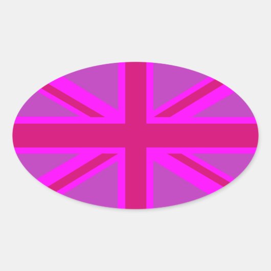 Hot Pink Fushia Union Jack Ovale Sticker (Voorkant)
