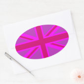 Hot Pink Fushia Union Jack Ovale Sticker (Envelop)