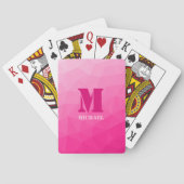 Hot pink geometric mesh pattern Monogram Pokerkaarten (Achterkant)