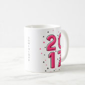 Hot Pink Geometric Pattern Custom Class of 2017 Koffiemok (Voorkant rechts)