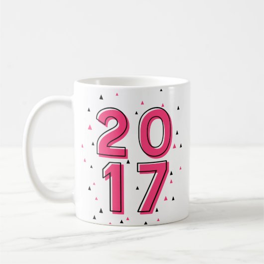Hot Pink Geometric Pattern Custom Class of 2017 Koffiemok (Links)