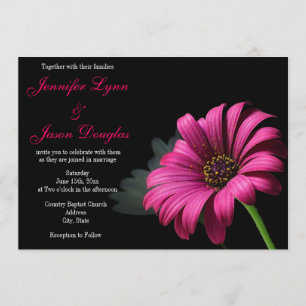 Hot Pink Gerber Daisy Flower Wedding Invitations Kaart