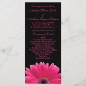 Hot Pink Gerbera Daisy Black Wedding Programma (Voorkant)