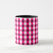 Hot Pink Gingham Patroon Mok (Midden)