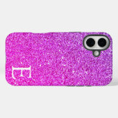 Hot Pink Girly Printed Glitter Schattige Monogram Case-Mate iPhone Case (Achterkant (horizontaal))