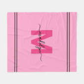 Hot Pink Girly Script Naam Monogram Fleece Deken (Voorkant (Horizontaal))