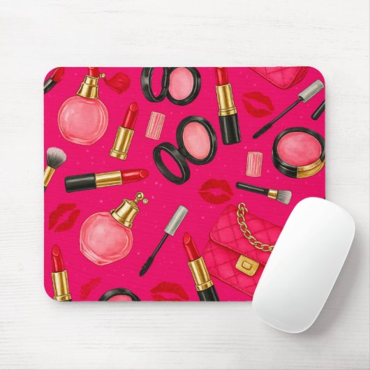 Hot Pink Glam Makeup Mouse Pad Muismat (Met muis)