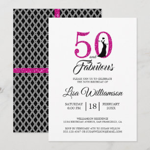 Hot Pink Glitter 50 Uitstekend 50ste verjaardag Kaart