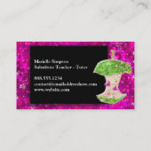 Hot Pink Glitter Apple Substitueert leraar Tutor Visitekaartje (Achterkant)