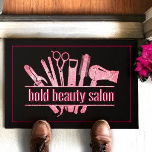 Hot Pink Glitter Beauty Salon Haarstylist Doormat Deurmat