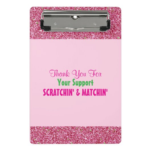 Hot Pink Glitter Bedankt voor Scratch Offs Mini Klembord (Voorkant)