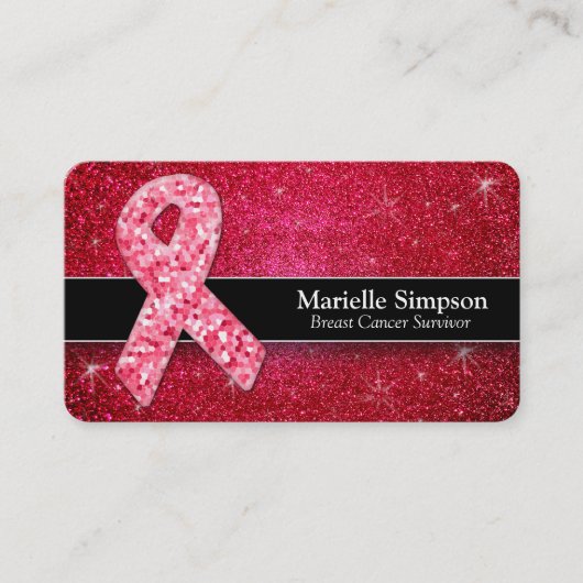 Hot Pink Glitter Breast Cancer Survivor Coach BRCA Visitekaartje (Voorkant)