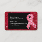 Hot Pink Glitter Breast Cancer Survivor Coach BRCA Visitekaartje (Achterkant)