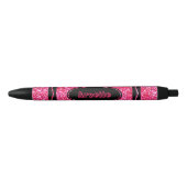 Hot Pink Glitter Crayon Aangepaste naam Push Pen (Voorkant)