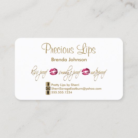 Hot Pink Glitter en Gold - Wit Visitekaartje (Achterkant)