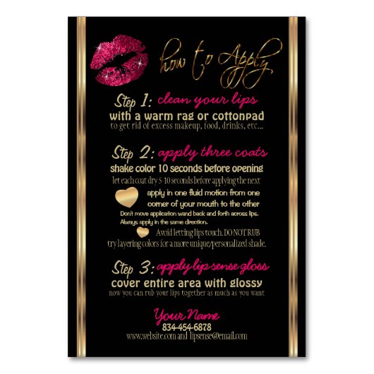 Hot Pink Glitter Instructies, tips en trucs Kaart (Voorkant)