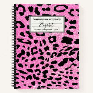 Hot Pink Glitter Leopard Compositie Notitieboek