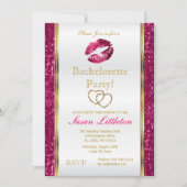 Hot Pink Glitter Lips Bachelorette Party 2 Kaart (Voorkant)