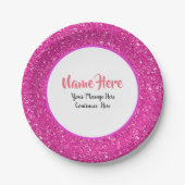 Hot Pink Glitter patroon gepersonaliseerd Papieren Bordje (Voorkant)