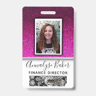 Hot PInk Glitter Professional CNA Zuster Fotonaam Badge