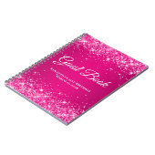 Hot Pink Glitter Raspberry Ombre Birthday Guest Notitieboek (Linkerzijde)