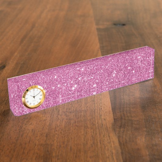 Hot Pink Glitter Sparkles Naambordje (Zijkant)