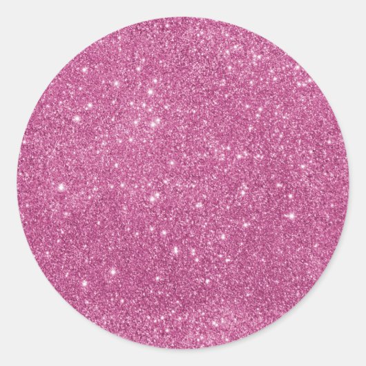 Hot Pink Glitter Sparkles Ronde Sticker (Voorkant)
