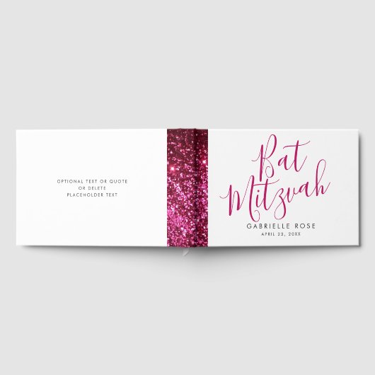 Hot Pink Glitter Sparkly Modern Gastenboek (Volledig)