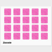 Hot Pink Glitter Vierkante Sticker (Vel)